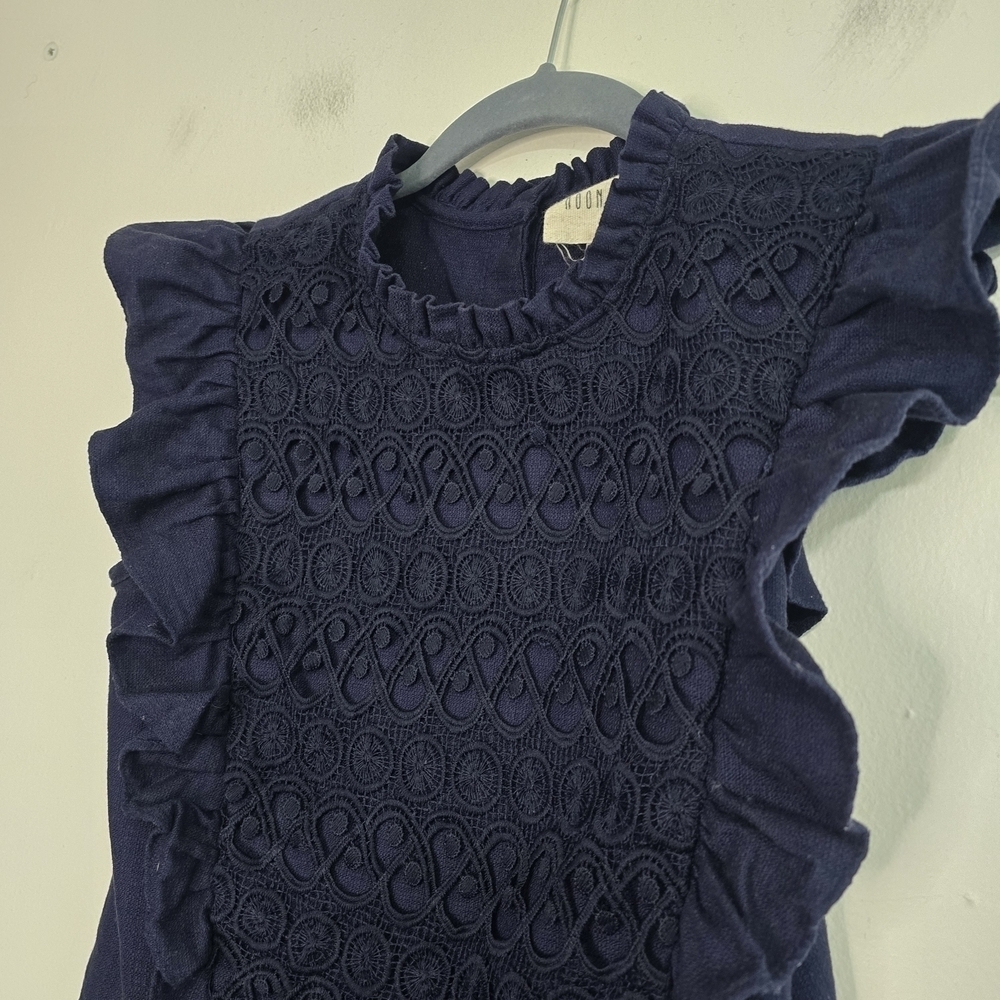Moon River Blue Ruffled Crop Top - Picture 6 of 9